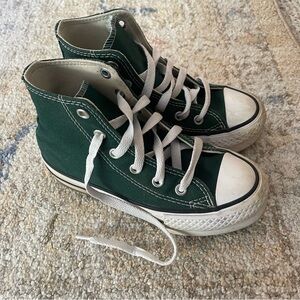 Green High-Top Kids Converse Sneakers